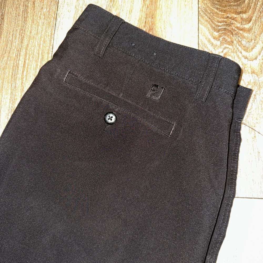 Footjoy Men's Golf Shorts Chino Black Logo Preppy Country Club Stretch 36W‎ 10"